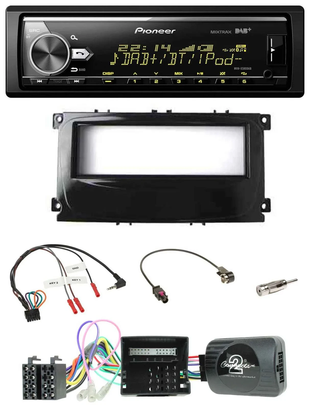 Автомагнитола для Ford Galaxy/Focus/C-Max Pioneer Bluetooth, USB, DAB, поддержка кнопок на руле, CAN