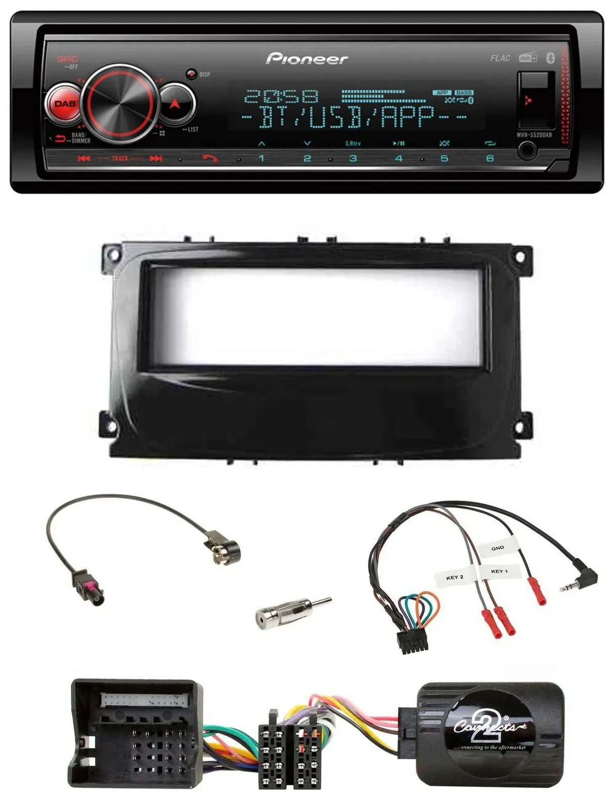 Pioneer Bluetooth USB Lenkrad DAB Autoradio für Ford Mondeo 2007-2014 S-Max pian