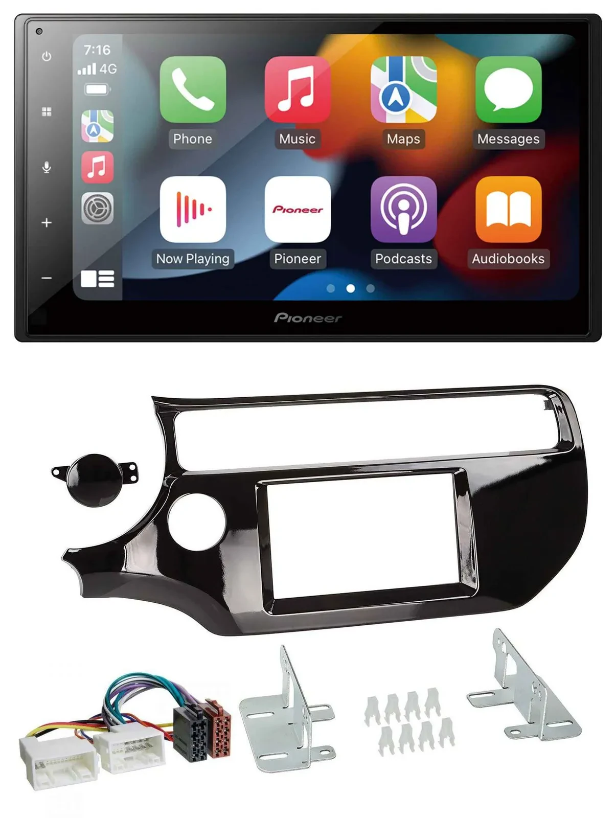 Автомагнитола для Kia Rio (UB, с 2015) Pioneer 2DIN, DAB, Bluetooth, USB, MP3, черный (piano black)