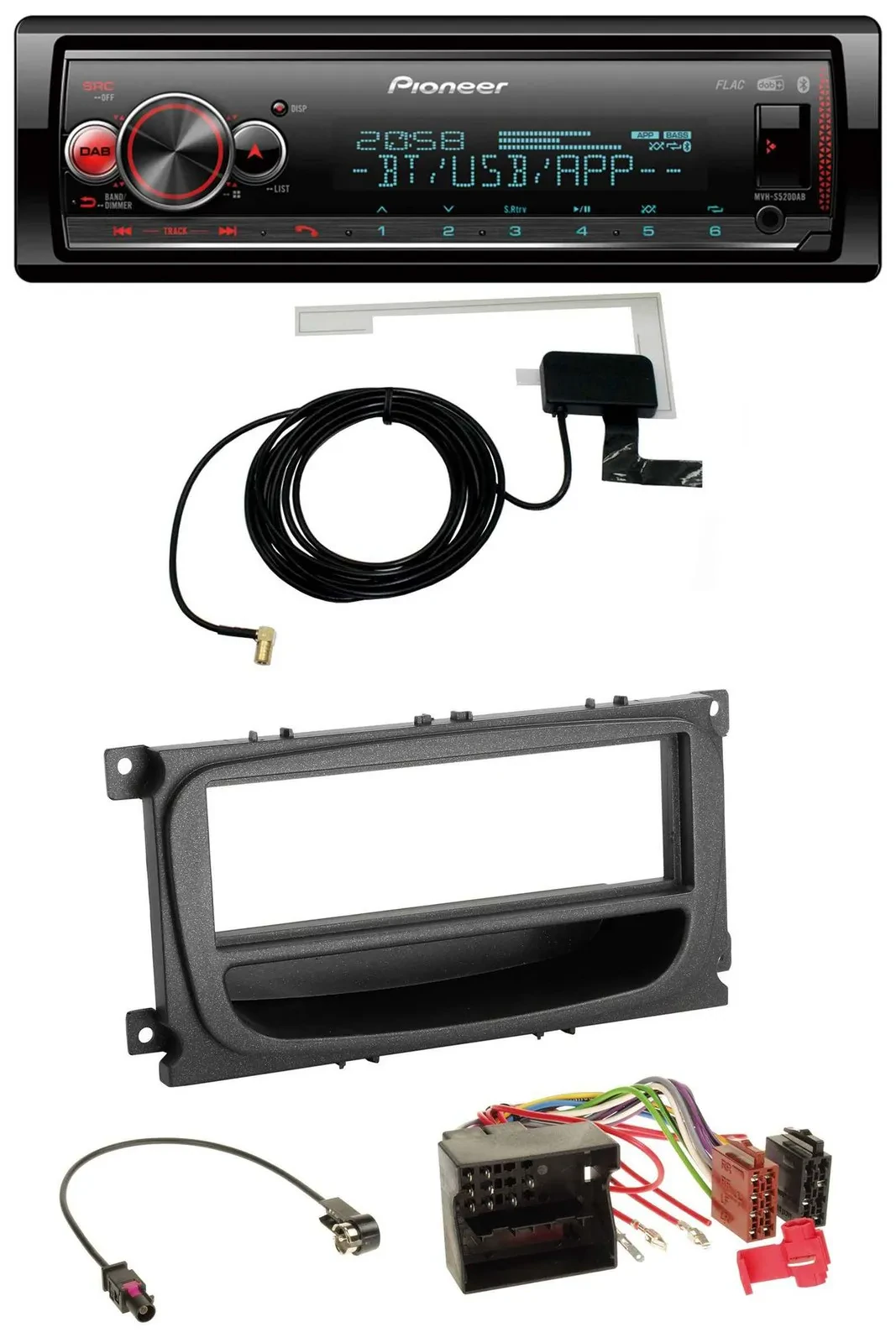 Автомагнитола Pioneer Bluetooth DAB USB MP3 для Ford Mondeo/S-Max (2007–2014) с карманом