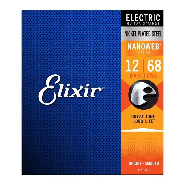 Струны для электрогитары Elixir 12302 NanoWeb Baritone 12-68