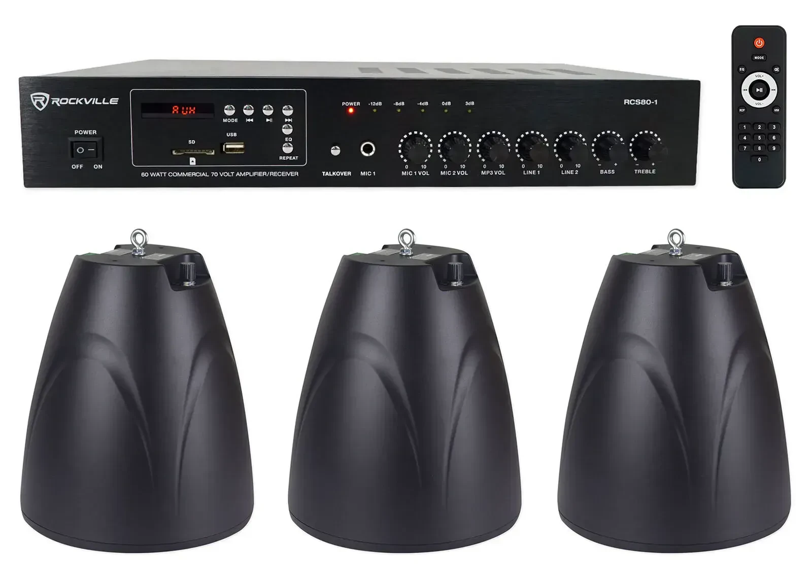 Потолочная акустика Rockville PEN-65T Black с усилителем (3 штуки)