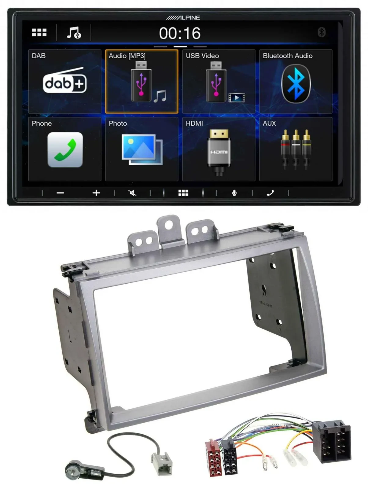 Alpine Bluetooth 2DIN MP3 DAB USB Autoradio für Hyundai i20 2009-2012 silber