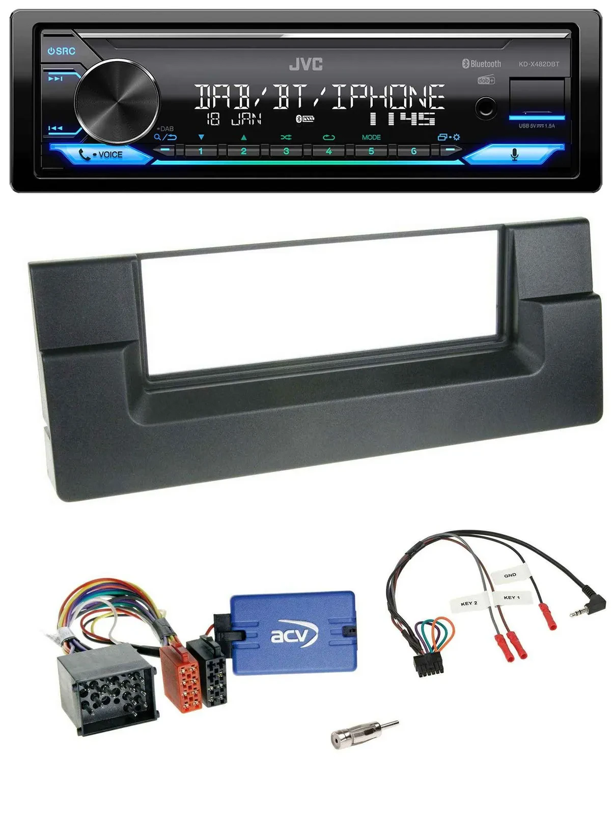 JVC Bluetooth DAB USB Lenkrad Autoradio für BMW 5er E39 1996-2001