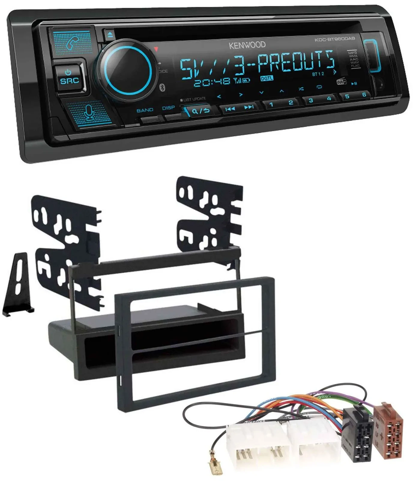 Автомагнитола для Mazda 626 (1999–2000), MPV (1996–1999) Kenwood Bluetooth, USB, CD, MP3, DAB