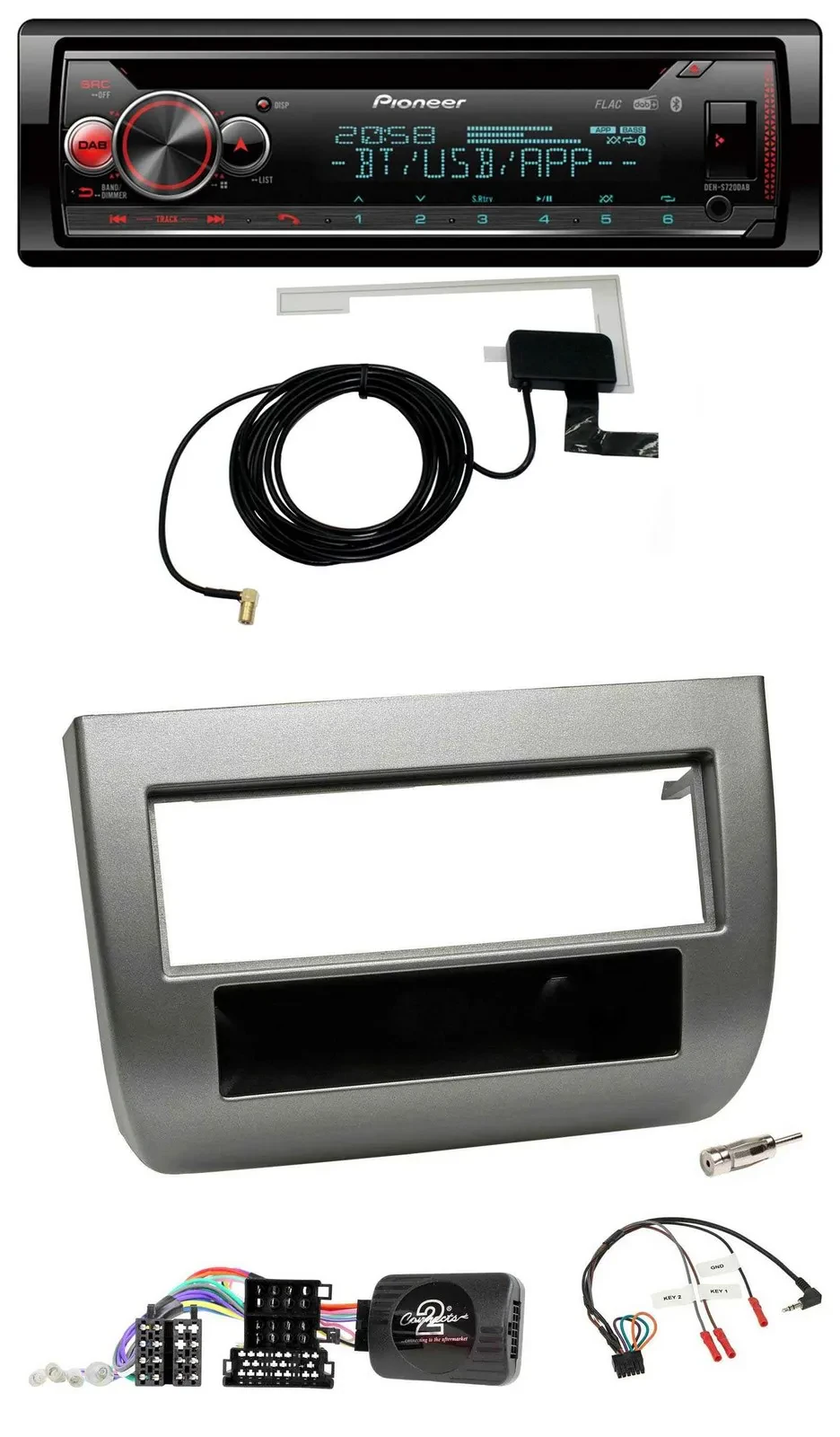 Автомагнитола для Lancia Y (843) 2005–2011 Pioneer DAB CD USB Bluetooth, темно-серебристая