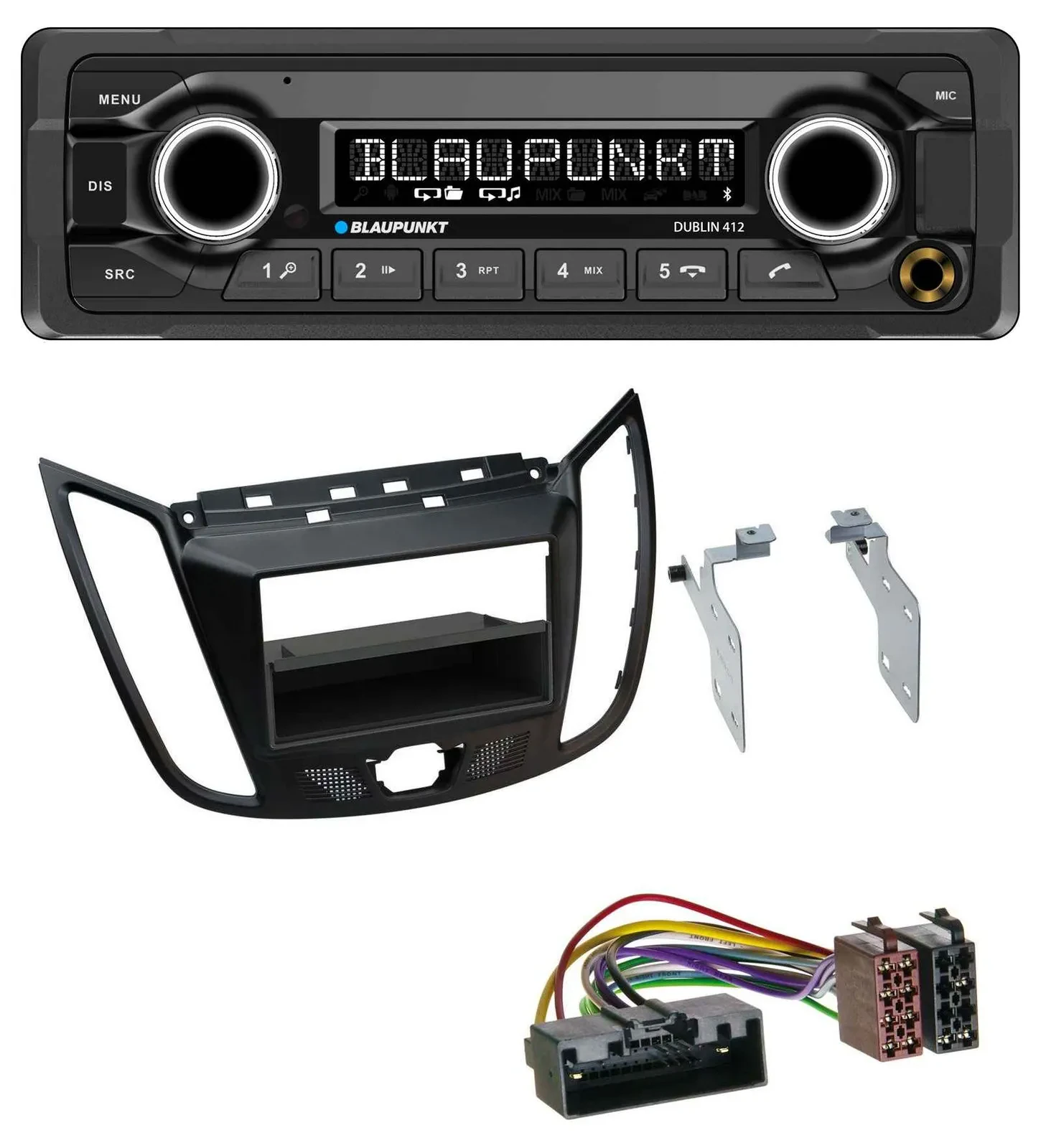 Blaupunkt MP3 Bluetooth USB AUX Autoradio für Ford C-Max Kuga matt schwarz