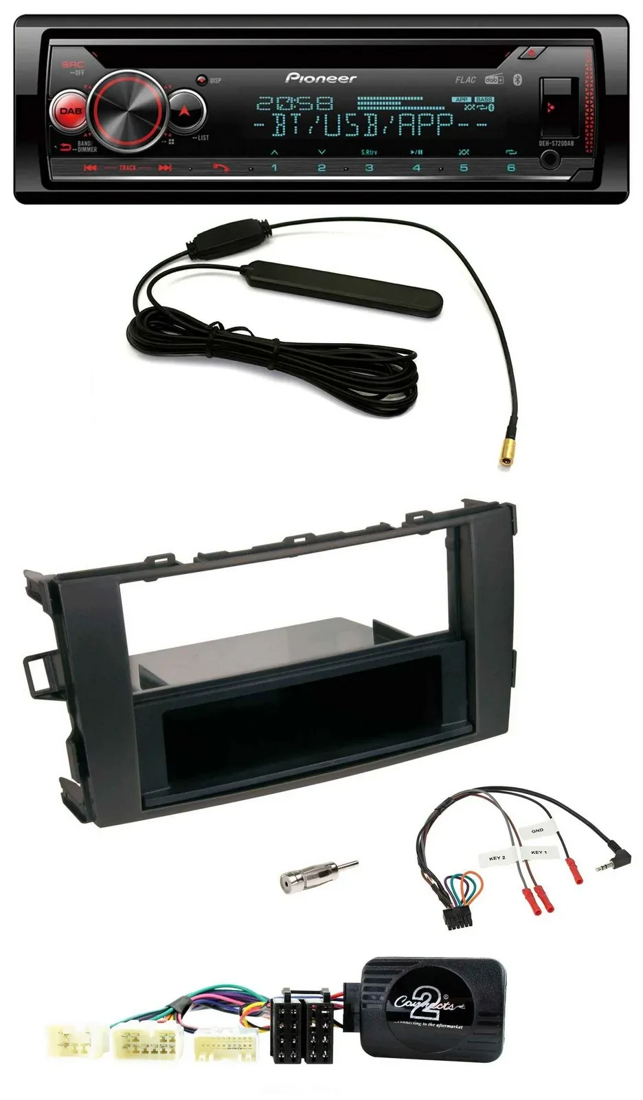 Автомагнитола для Toyota Auris 2007–2011 Pioneer USB DAB Bluetooth CD черная