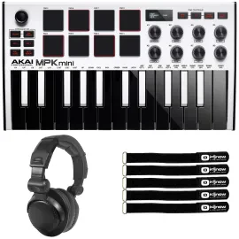 Akai MPK Mini MK3 25-Key USB Keyboard Pad Controller White, Software & Headphone