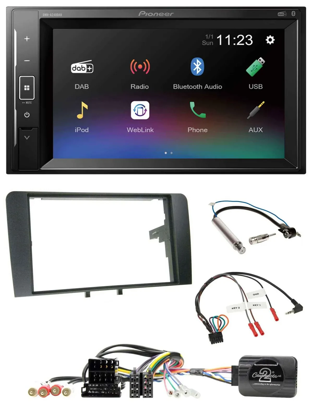 Pioneer DAB Lenkrad 2DIN Bluetooth USB Autoradio für Audi A3 Symphony ISO 8P 200