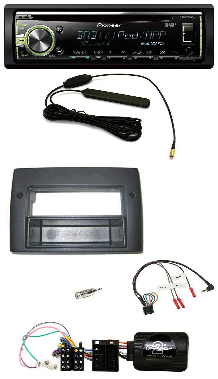 Автомагнитола Pioneer CD/USB/DAB для Fiat Stilo 2001–2007, совместима с кнопками на руле, с карманом