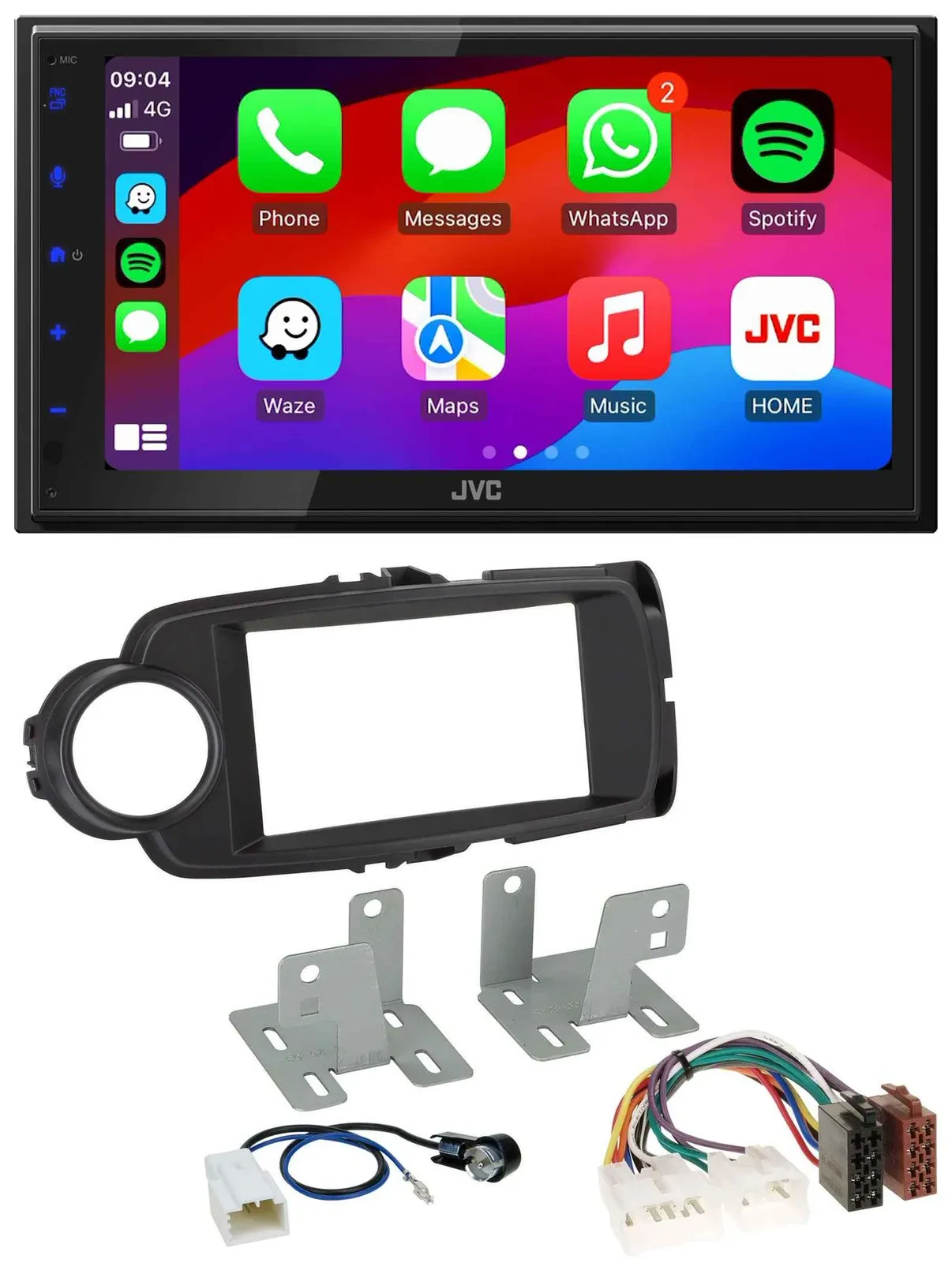 JVC Bluetooth 2DIN MP3 DAB USB Autoradio für Toyota Yaris 11-20 schwarz
