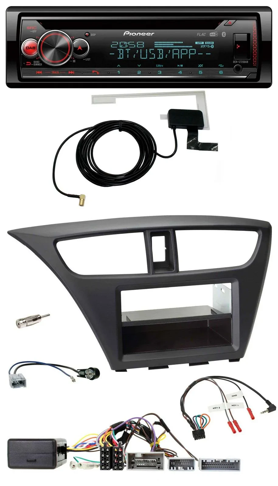 Автомагнитола для Honda Civic (с 2012) Pioneer DAB, CD, USB, Bluetooth, поддержка кнопок на руле