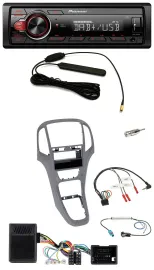Pioneer MP3 DAB 1DIN Lenkrad USB Autoradio für Opel Astra J ab 2009 Titan grau