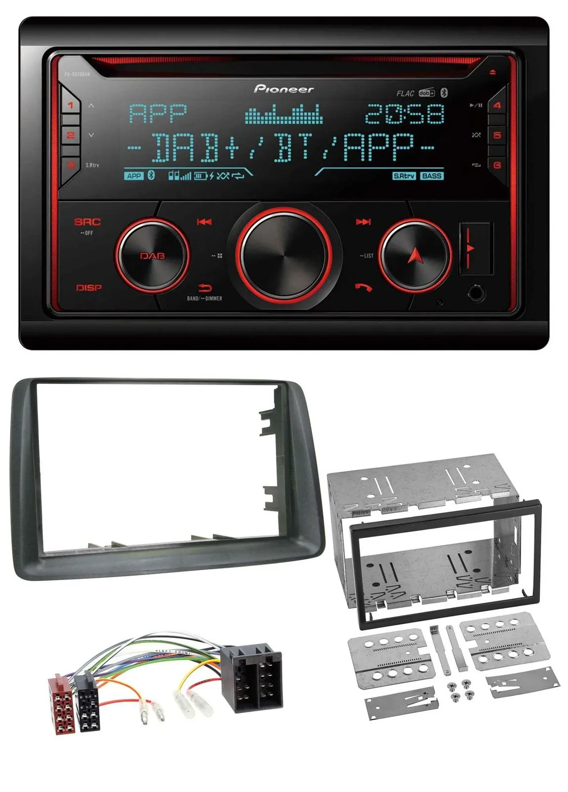 Pioneer 2DIN DAB MP3 Bluetooth USB CD Autoradio für Fiat Panda 2003-2012 grau