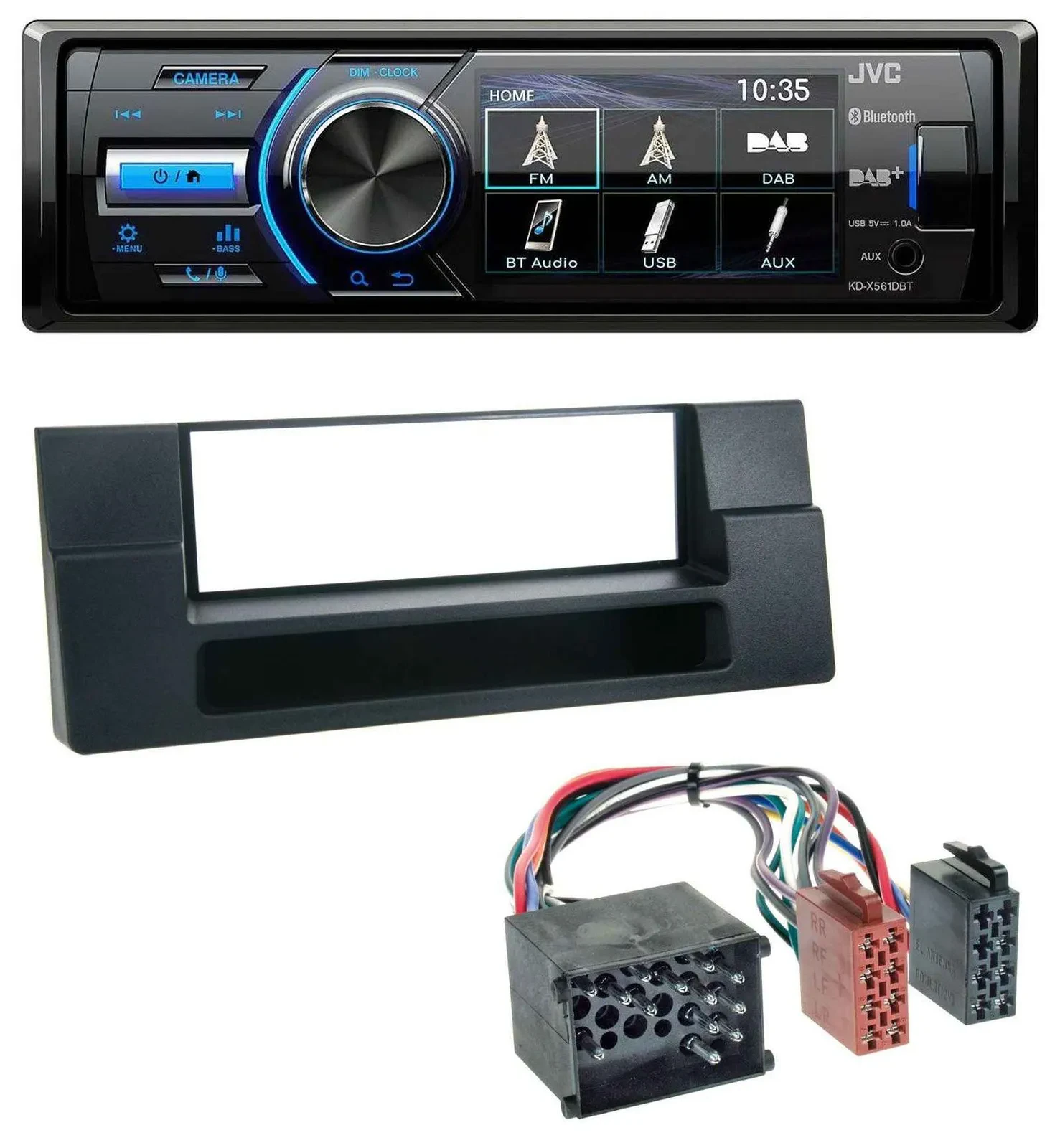 JVC Bluetooth MP3 USB DAB Autoradio für BMW X5 E53 5er E39 Rundpin Ablagefach