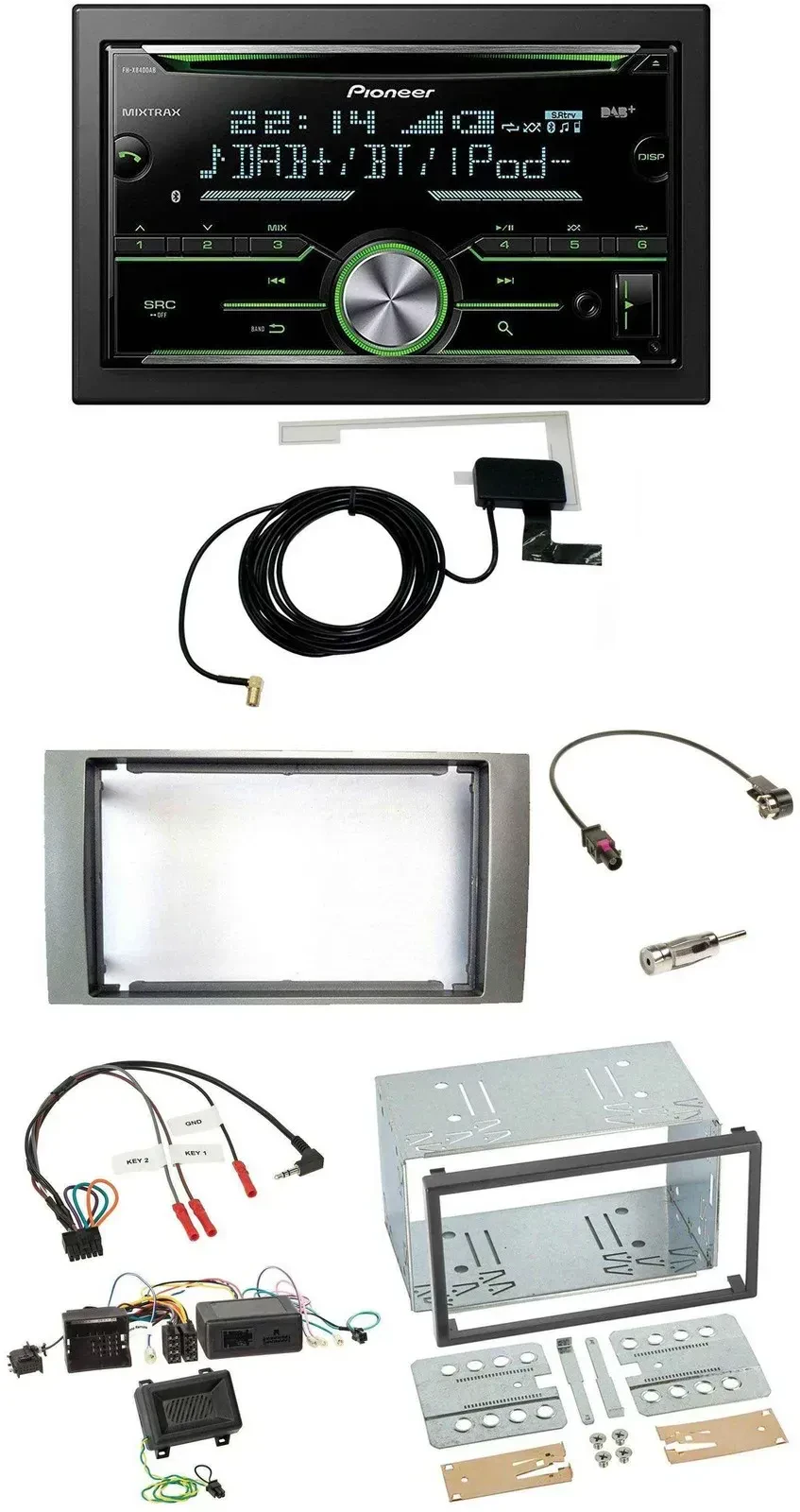 Автомагнитола Pioneer для Ford Kuga 2008–2012 2-DIN CD USB Bluetooth DAB, серебристая