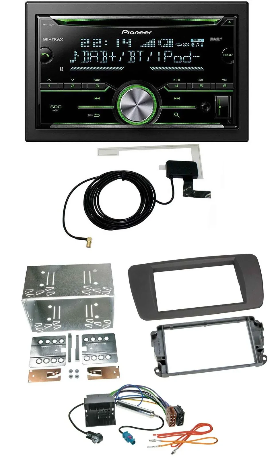 Автомагнитола Pioneer 2DIN CD/USB/MP3 Bluetooth DAB для Seat Ibiza (с 2008), Tuam Grey