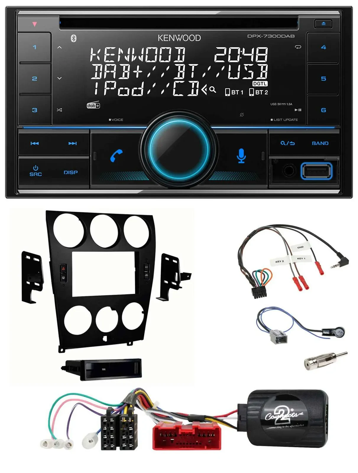Kenwood CD 2DIN DAB USB Lenkrad Bluetooth Autoradio für Mazda 6 2006-2008
