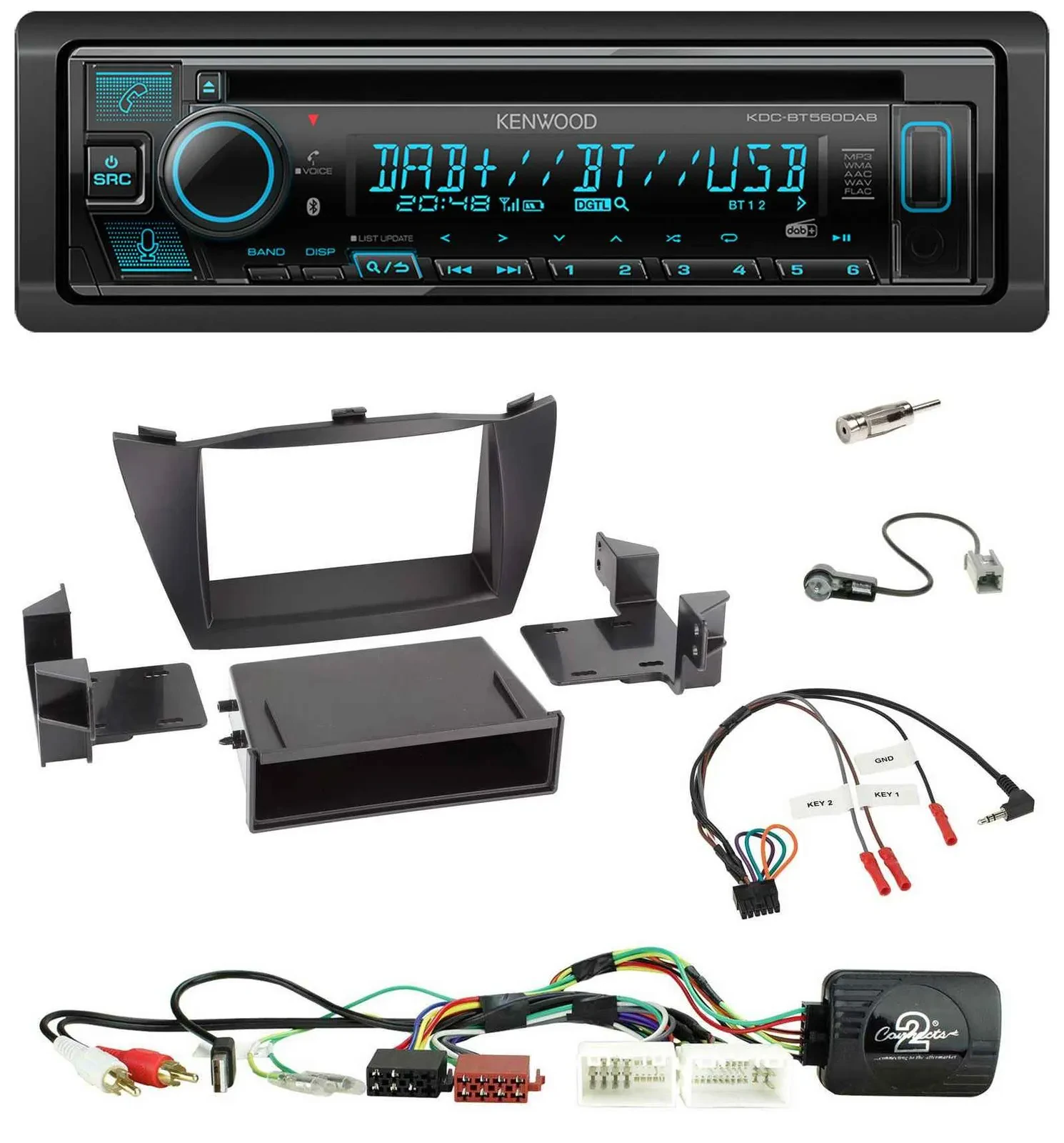 Kenwood Bluetooth DAB CD Lenkrad USB Autoradio für Hyundai Tucson 2010-2015
