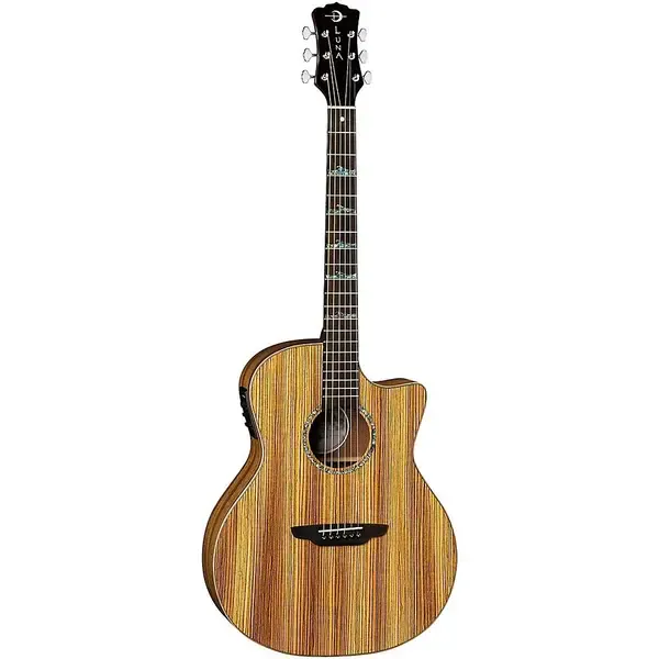 Luna High Tide Exotic Wood Cutaway Grand Concert A/E Guitar Zebrawood