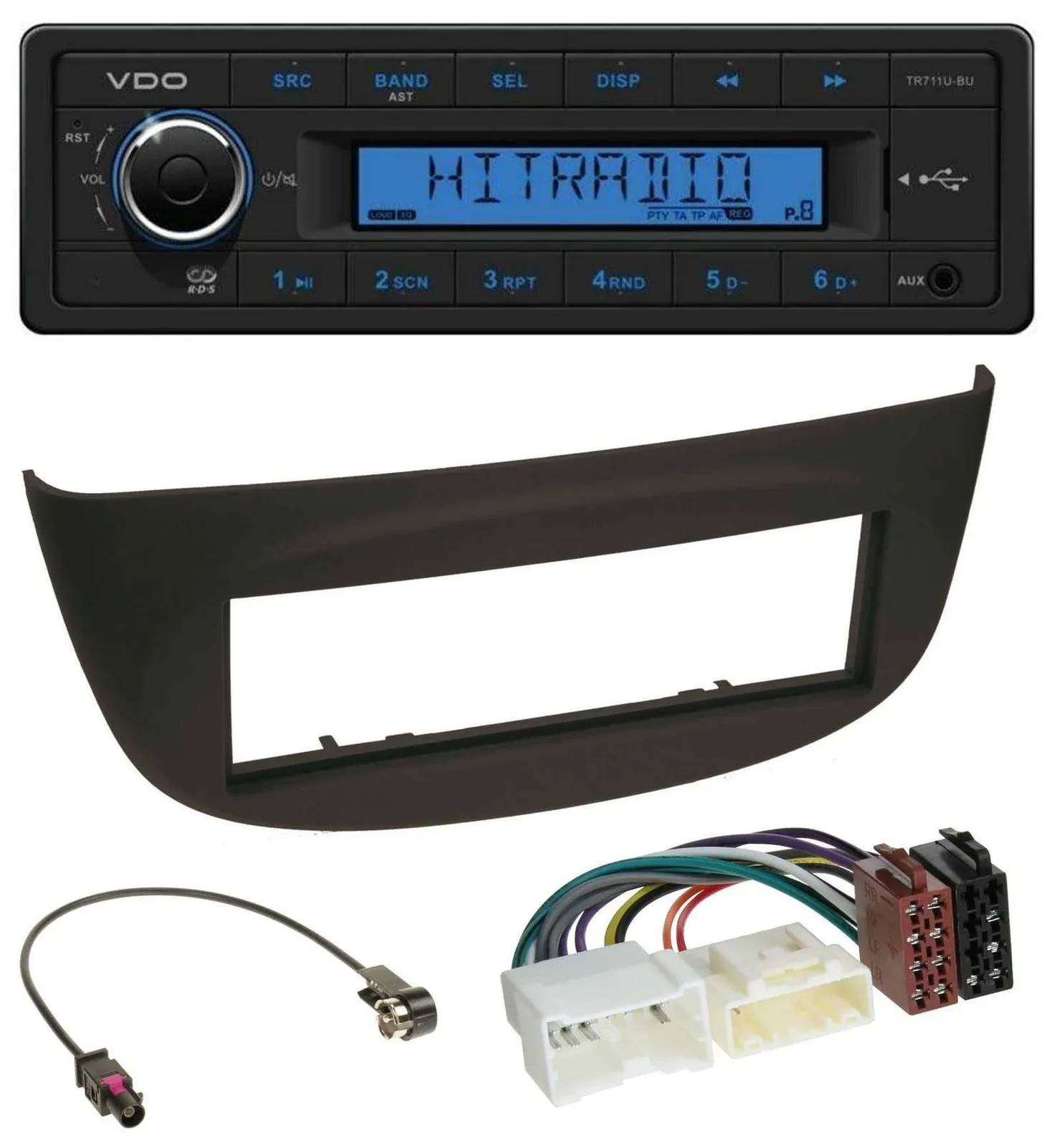VDO AUX 1DIN MP3 USB Autoradio für Renault Twingo ab 2012 schwarz