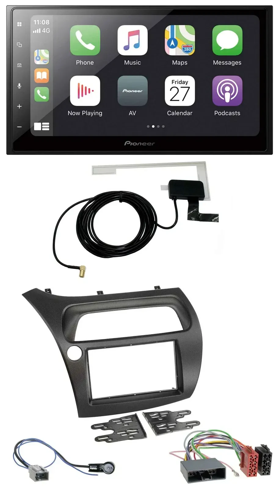 Автомагнитола Pioneer 2DIN, Bluetooth, DAB, USB, MP3 для Honda Civic (2006–2012)