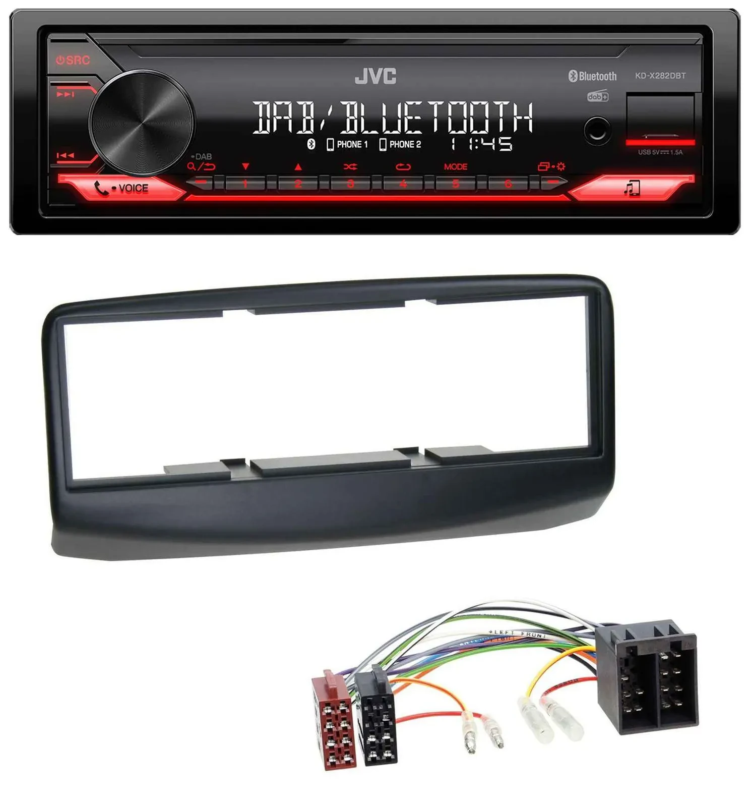 JVC Bluetooth USB DAB MP3 Autoradio für Fiat Multipla 186 Facelift 2006-2010