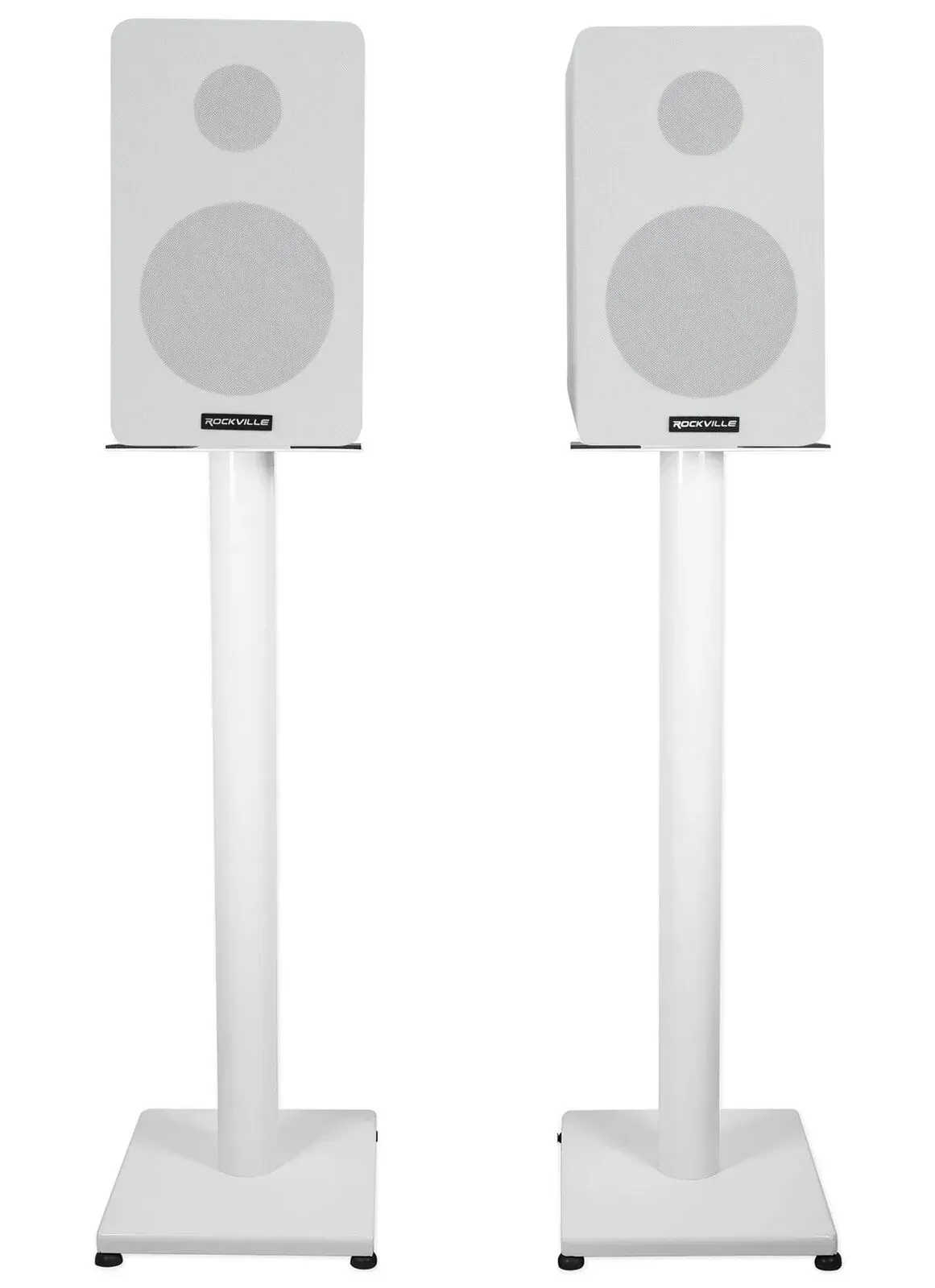 Широкополосная акустическая система Rockville RockShelf 58W White со стойкой (пара)