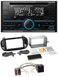 Автомагнитола Kenwood 2-DIN CD DAB USB MP3 Bluetooth для Fiat 500 (до 2012), глянцевая