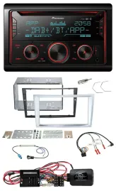 Pioneer 2DIN DAB Lenkrad Bluetooth USB CD Autoradio für Opel Corsa D matt-chrom