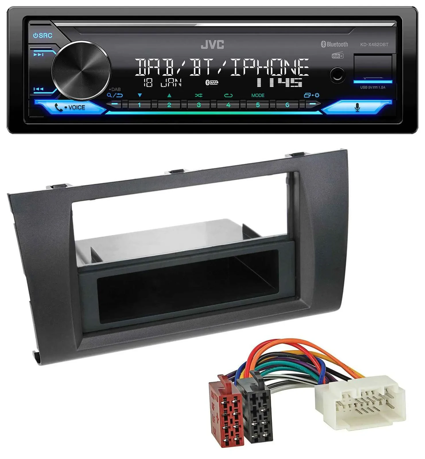 Автомагнитола JVC Bluetooth DAB USB MP3 для Suzuki Swift (2006–2010)