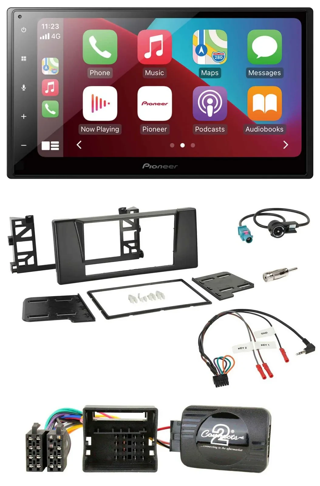 Pioneer USB Lenkrad DAB 2DIN Bluetooth Autoradio für BMW 5er E39 01-04 Aktivsyst