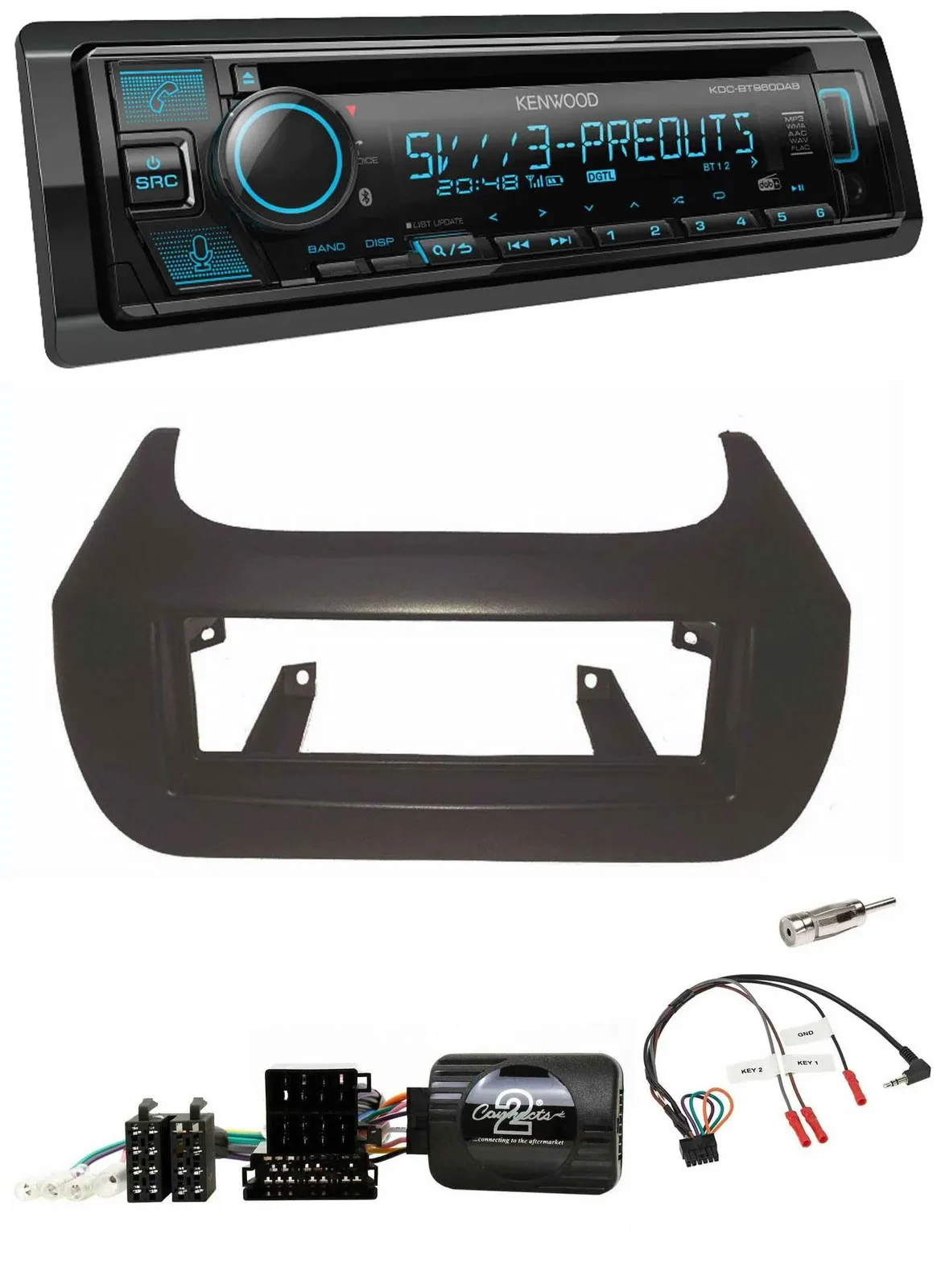 Автомагнитола для Citroen Nemo / Fiat Fiorino / Peugeot Kenwood Bluetooth, USB, CD, DAB, совместима с управлением на руле