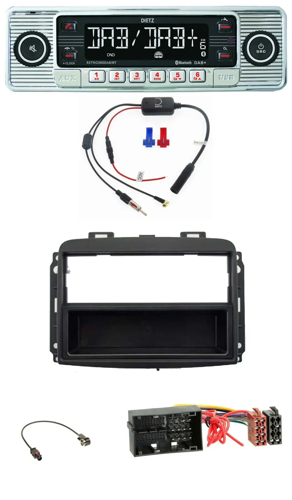 Dietz DAB USB MP3 Bluetooth Autoradio für Fiat 500 L (ab 2012)