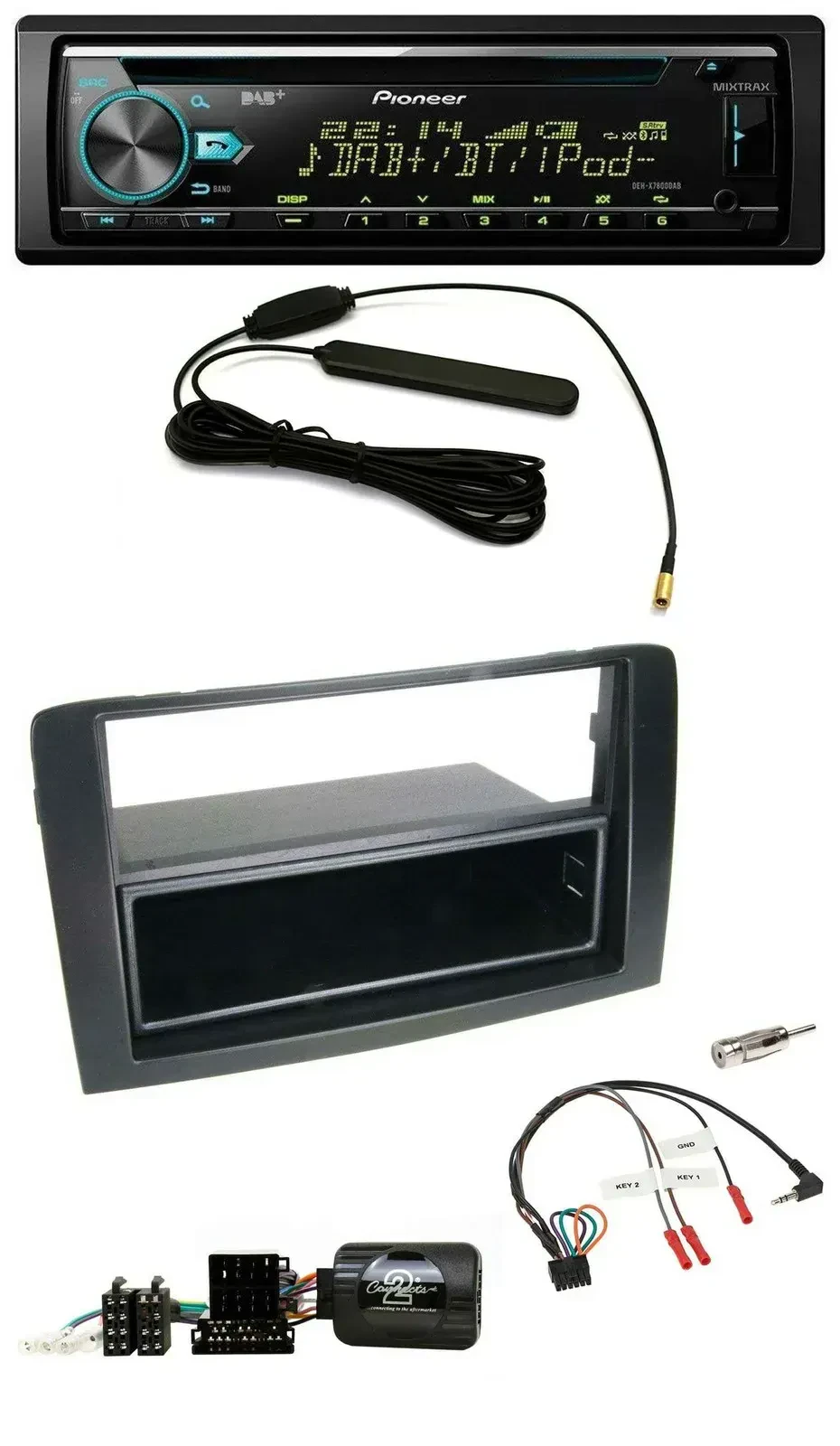 Автомагнитола для Fiat Idea 2006–2012 Pioneer CD/MP3 DAB USB черная с поддержкой управления на руле