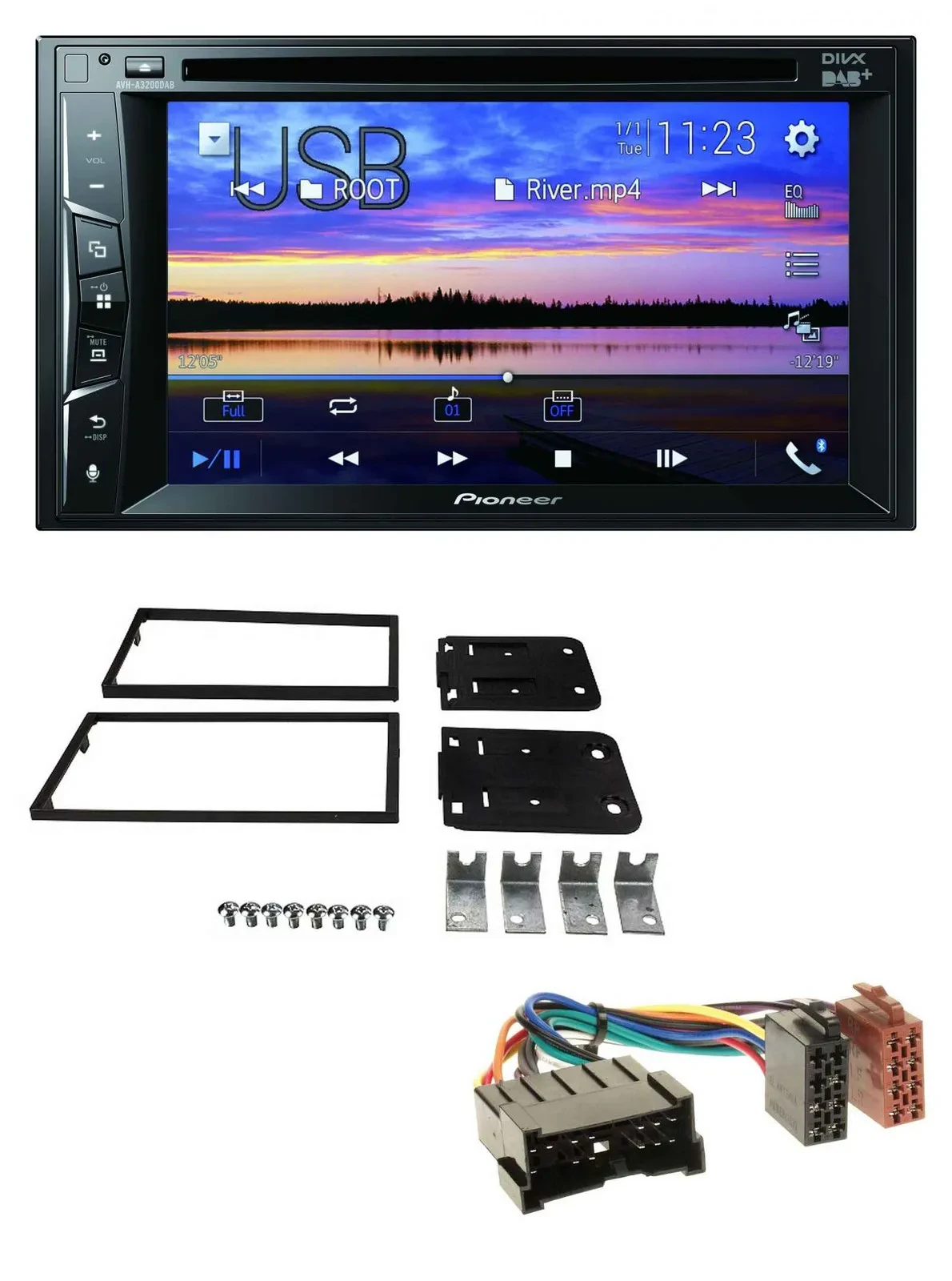 Автомагнитола Pioneer 2DIN, Bluetooth, USB, DVD, DAB, MP3 для Kia Carens II (2002–2006)