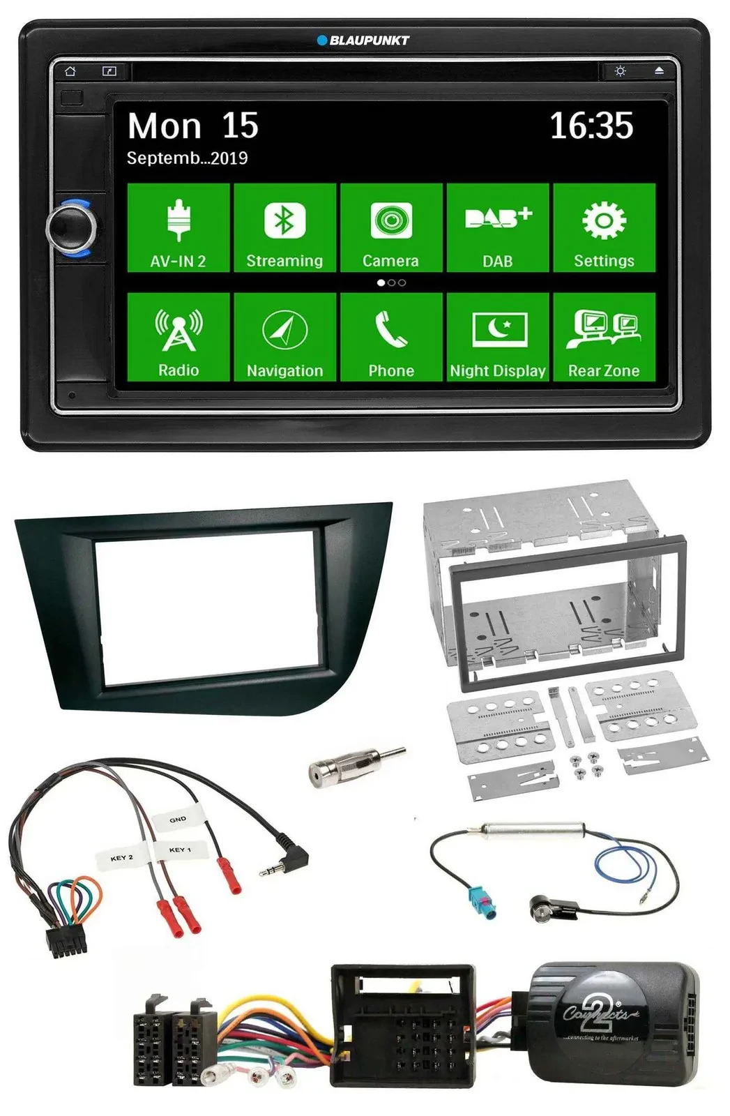 Blaupunkt Bluetooth 2DIN Lenkrad DAB USB TMC Navigation für Seat Leon 2005-2009