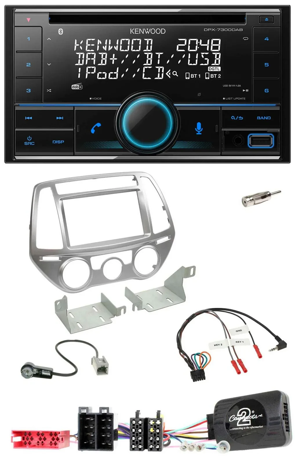 Автомагнитола Kenwood 2DIN CD DAB USB Bluetooth для Hyundai i20 (2012–2014)