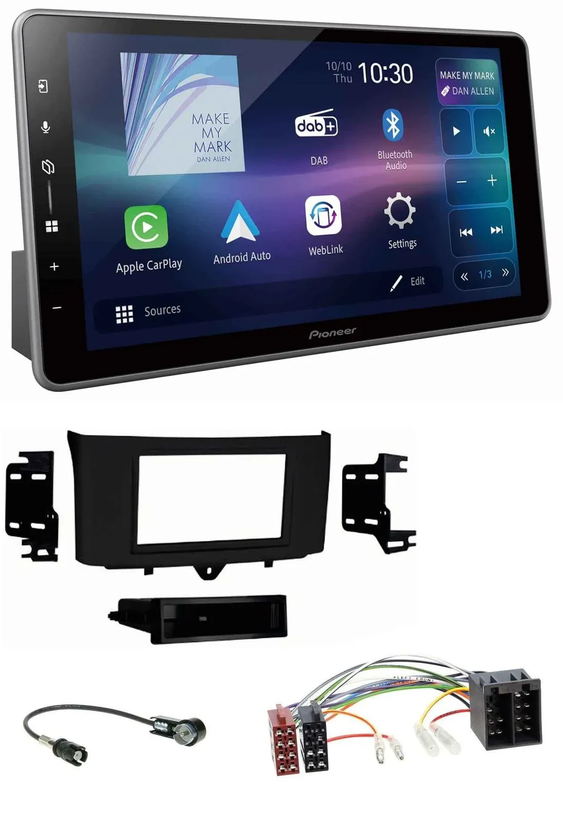 Автомагнитола Pioneer Bluetooth, USB, DAB, MP3 для Smart ForTwo (2010–2015)