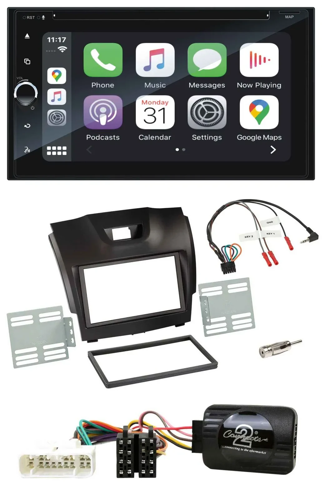 Blaupunkt 2DIN Bluetooth DAB USB DVD Lenkrad Autoradio für Isuzu D-Max ab 12 dun