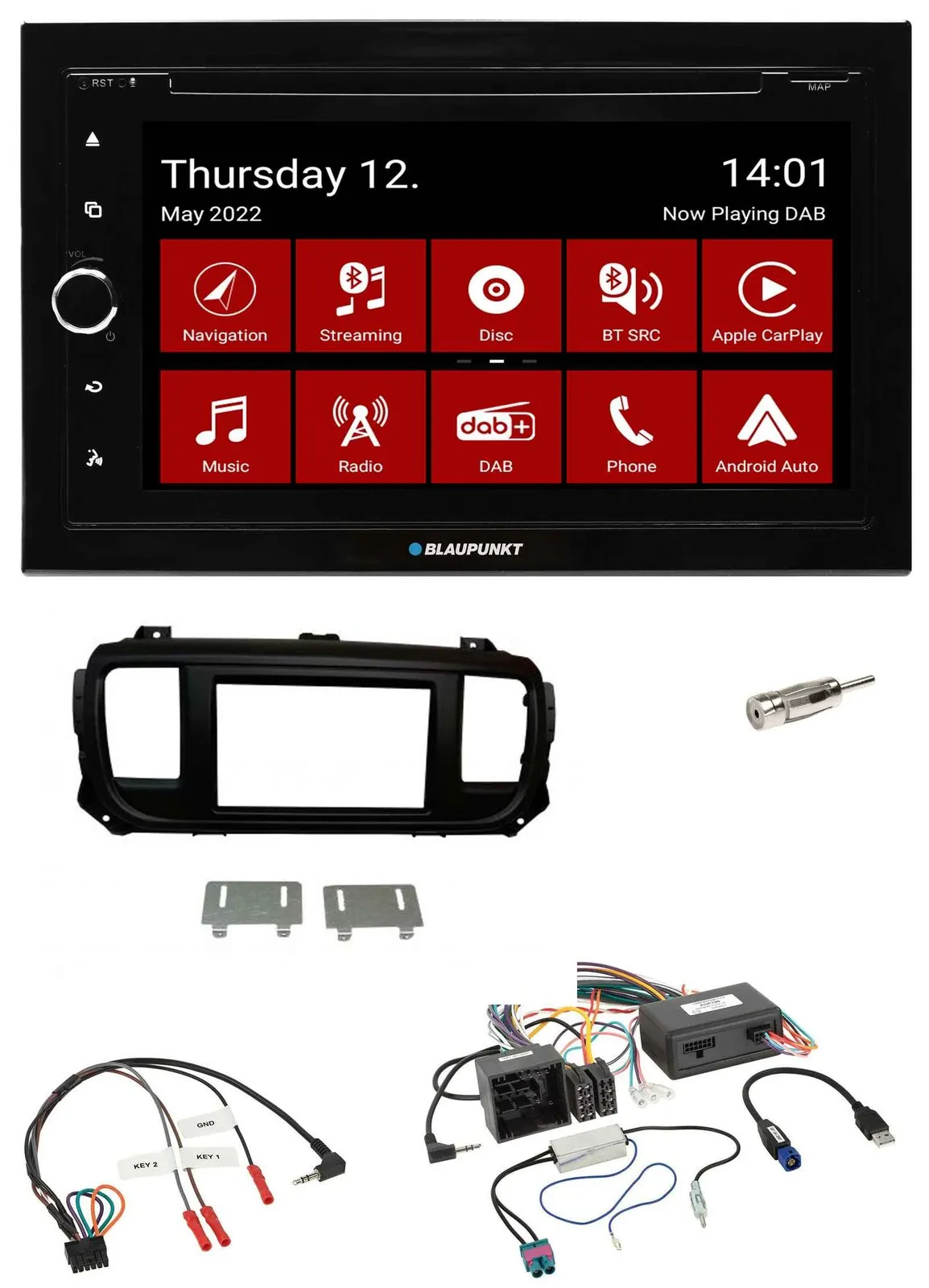 Blaupunkt 2DIN Lenkrad Bluetooth USB TMC DAB Navigation für Citroen Jumpy Spacet