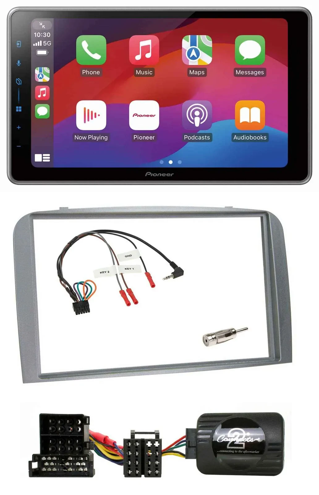 Автомагнитола Pioneer 2DIN USB, DAB, Bluetooth для Alfa Romeo 147/GT (2004–2010), серебристый