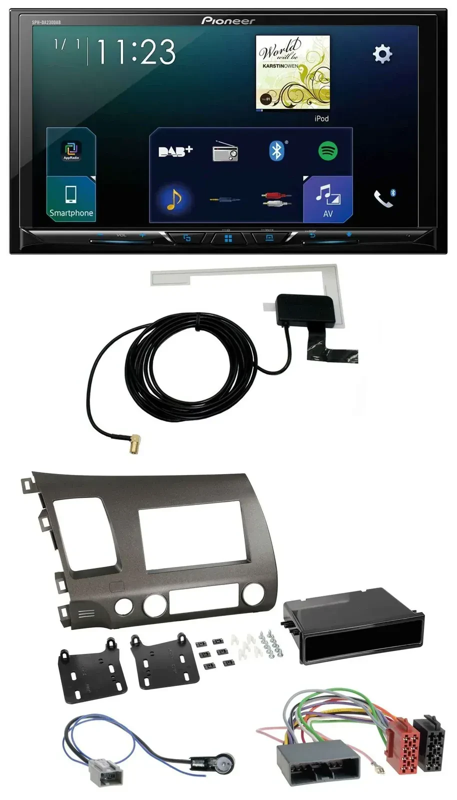 Автомагнитола Pioneer 2-DIN, DAB, USB, MP3, Bluetooth для Honda Civic Hybrid FD3 (2006–2010)