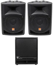 (2) Rockville RPG8 8" Powered Active 400 Watt DJ PA Speakers+Active Subwoofer