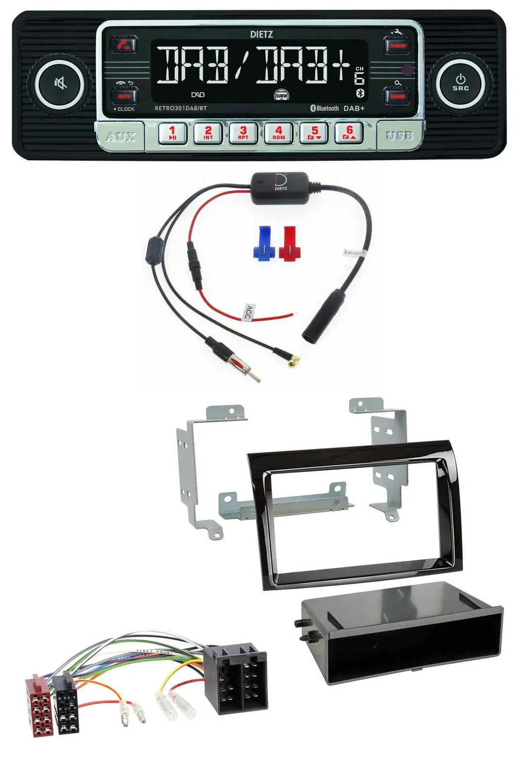 Dietz MP3 DAB Bluetooth USB Autoradio für Fiat Ducato (06-10) - piano