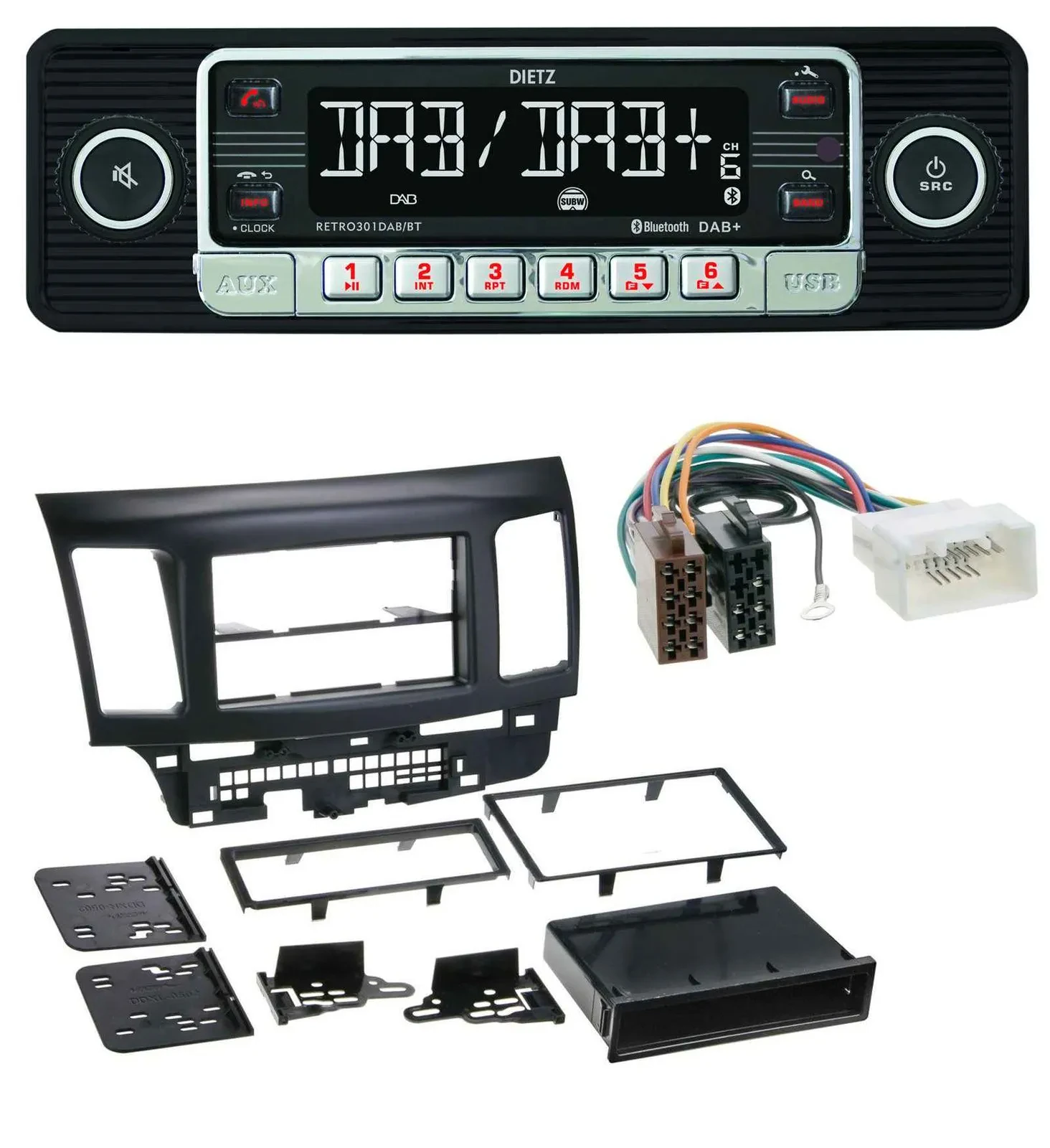 Dietz USB DAB MP3 Bluetooth Autoradio für Mitsubishi Evo Lancer (ab 2008)