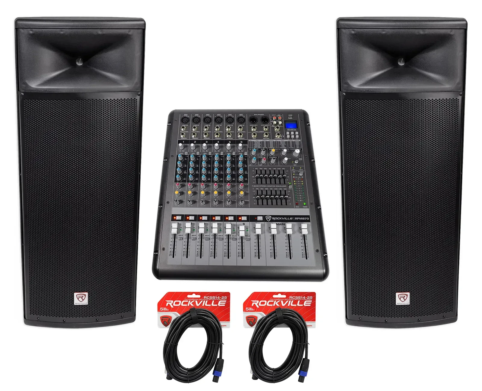 Пассивная акустическая система Rockville SPGN258 Black с микшером и аксессуарами (пара)