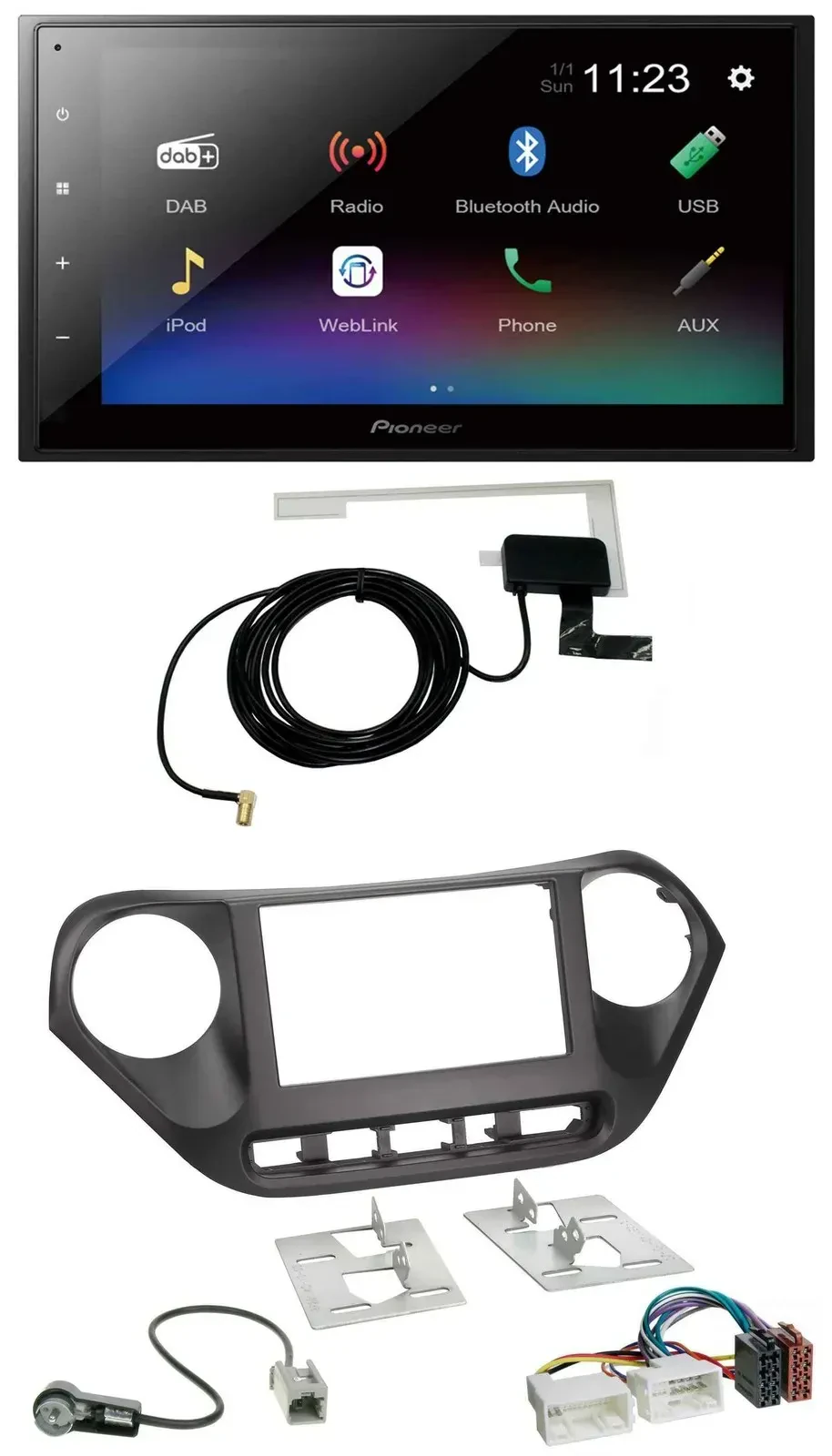 Автомагнитола Pioneer 2DIN, DAB, Bluetooth, USB для Hyundai i10 (с 2013)