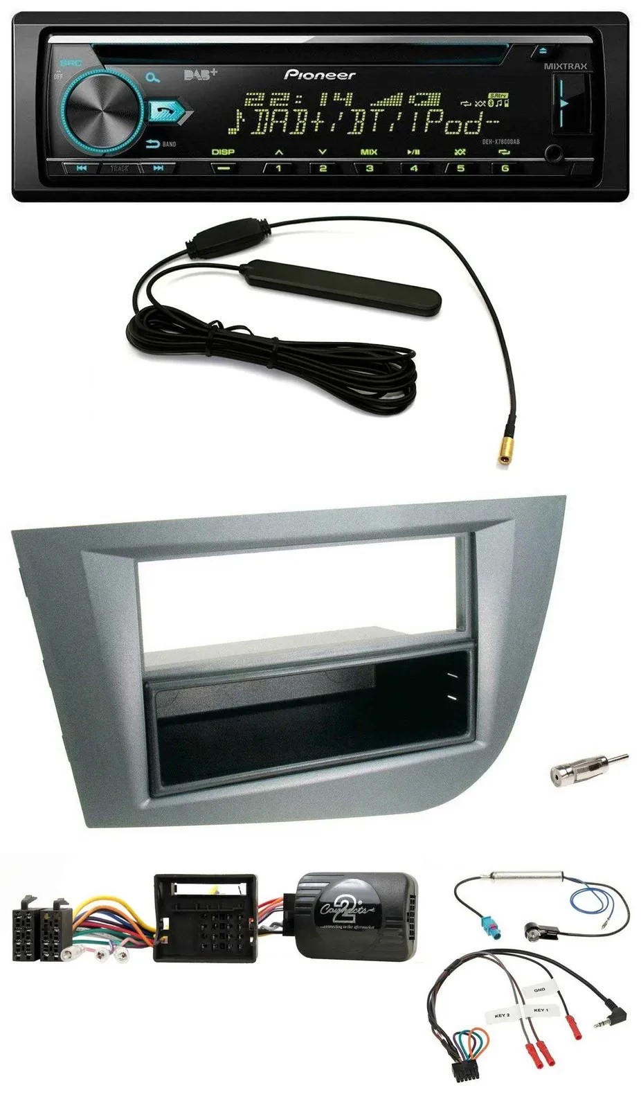Pioneer CD MP3 Lenkrad DAB USB Autoradio für Seat Leon 2005-2010 dunkelgrau meta